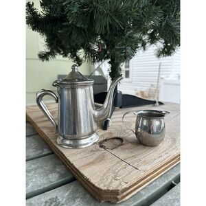 Vintage Vollrath‎ 46010 Yorkshire Stainless Steel Coffee Teapot And Creamer Set